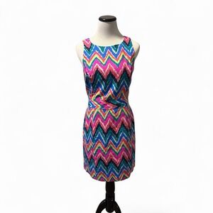 Lilly Pulitzer Hearts A Flutter Chevron Dress-Cutout Back-Size 4-Preppy-New